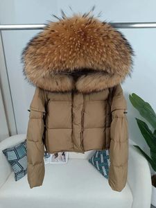 Mulheres pele sintética OFTBUY jaqueta de inverno verdadeira gola de guaxinim com capuz mangas destacáveis quente moderno pato solto roupas de rua 231121