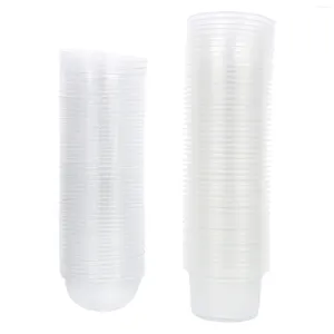 Disposable Cups Straws 50 Pcs Dessert Cup Cupcake Tray Salad Plastic Fruit Container Clear