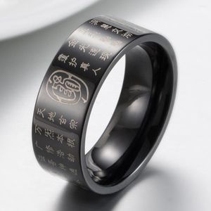 Кластерные кольца мужская 8 -миллиметровая трубопровода титановое стальное кольцо Даосское золотое яркости заклинание амулетная группа религиозного буддизма
