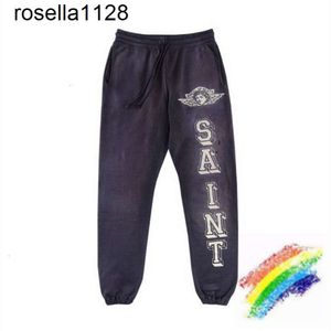 Nya 23SS -mäns byxor Saint Michael Angel Sweatpants män kvinnor mode varumärke överdimensionera jogger dragskon byxor byxor