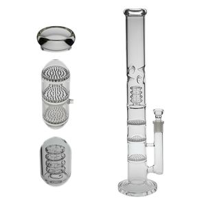 SAML 43cm/32cm Tall Water Pipe Hookahs Three Honeycomb Dab Rig Percolator Birdcage perc Glass Bong 5mm thick Joint size 18.8mm PG3027
