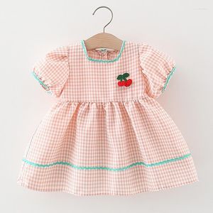 Abiti da ragazza Neonate Abito estivo Plaid Abiti a maniche corte Toddler Kids Princess Party Fashion Outfit Born Abbigliamento Neonati