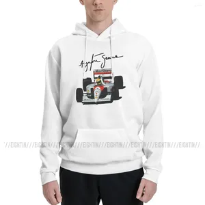 Hoodies masculinos novidade moletom casal fino lã moletom homem ayrton senna puro algodão camisa preta