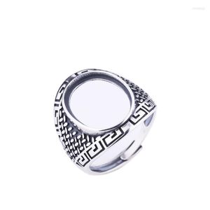 Anelli a grappolo Art Déco Vintage 925 Sterling Silver Fidanzamento Anello nuziale per 13x17mm Cabochon ovale Ambra Agata Lapislazzuli Gioielli