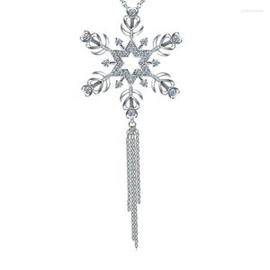 Подвесные ожерелья Cocom 2023 Прибытие Женское ожерелье для снежинки с австрийским хрустальным кисточником Длинное зимнее свитер.