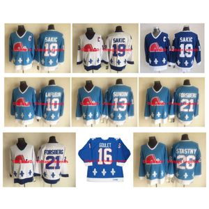 CCM Vintage Quebec Nordiques Hockey Jersey 19 Joe Sakic 13 Mats Sundin 21 Forsberg 10 Guy LaFleur 16 Michel Goulet 26 Peter Stasy Rare Rare