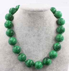 Hängen Big Size Green Jade Stone Beads Round 20mm Nature Necklace Wholesale 18Inch Fppj Gift
