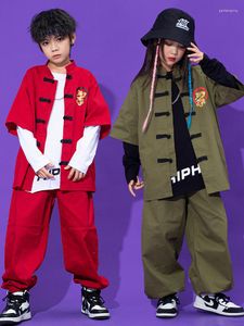 Stage Wear Kids Jazz Dance Costume Hip Hop Clothing Chinese Style Street Performance Suit For Girls Boys Concert BL9118