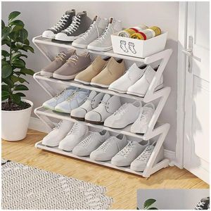 Suportes de armazenamento Racks Novos sapatos em forma de Z Hanger Rack Home Removível Montado Shoecase Estudantes Dormitório Armazenamento Organizar Prateleira Sne Dhltv