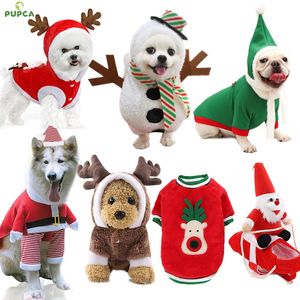 Dog Apparel Clothes Pet Christmas Clothing Cat Cosplay Winter Elk Print Coral Velvet Funny Santa Claus supplies 231122