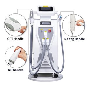 3 alças máquina anti-envelhecimento rf pele endurecimento remoção de rugas remoção de manchas opt + nd yag laser máquina de remoção de tatuagem de cabelo