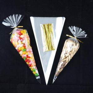 Confezione regalo 50 pezzi fai da te sacchetto di caramelle bomboniere compleanno dolce cellophane cono trasparente con sacchetti in organza