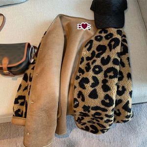 Mulheres jaquetas lazer leopardo casaco de pele artificial manga longa jaqueta outono único peito solto moda 231121