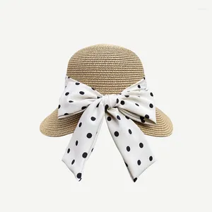 Wide Brim Hats Fashion Summer Girl Gift Big Bow Shoulder Bag Sun Visor Hat Children Straw Kids Handbag Korean Style Cap