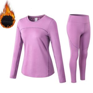 Thermounterwäsche für Damen Thermounterwäsche für Damen lange Unterhosen Fleece Winter elastische Sportsets 231122