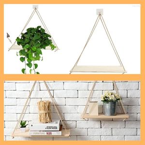 Hooks S/L Twine Wooden Wall Shelf Flower Pot Rack Room Storage Organization Swing Home Hanging Decoration Kitchen