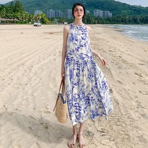 Vestidos casuais verão maxi cinta vestido mulheres 2023 longo elegante floral boho havaiano deslizamento para casamento convidado aniversário baile