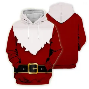 Hoodies masculinos natal engraçado pulôver adulto papai noel cosplay vermelho com capuz superior roupas de casal para moletom de natal