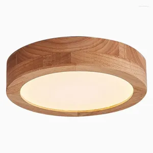 Ceiling Lights LED Wood Modern Nordic Round Lamp Wooden Home Balcony Bedroom Corridor Study Surface Mounted Lighting Fixture