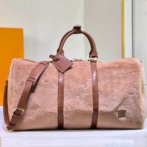 50 cm stor tygpåse Ski Shearling Men Bag Women Shop Bag Weekend Travel PAG KeepAll Topphandtag Handväska Kohide Läder Tagkapacitet utomhus Bag Luxury Bag Totes