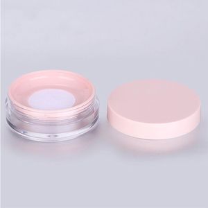 10 g leerer Kunststoff-Puderbehälter für Gesichtspuder, Make-up-Glas, Reiseset, Rouge, Kosmetik-Make-up-Behälter mit Sieb, Puderquaste und Deckel