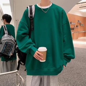 Men's Hoodies Korean Style Sweatshirt Men Loose Oversize Crew Neck Hoodie Casual Solid Color Sweatshirts For Spring Fall Brand Tops