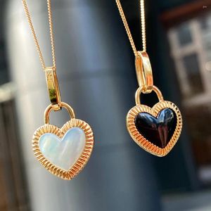 Hängen WPB S925 Sterling Silver Necklace Shellstone Heart Pendant Women Luxury SMyckespresent Party Prom Banket