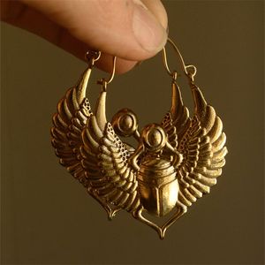 Stud Vintage Egyptian Inspired Designs Sacred Wings Scarab Large Hoops Earrings Gypsy Tribal Women Gold Color Party Gift 230422
