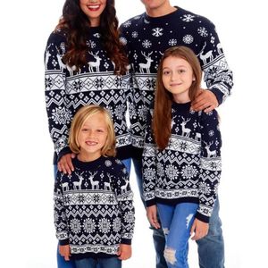 Family Matching Outfits Christmas Family Matching Sweaters Snowflake Pattern Round Neck Long Sleeve Knitted Pullover Tops Adult Kids Clothes Streetwear 231122