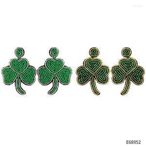 Dingle örhängen St. Patrick's Day Whitetip Clover Rice Bead Hand-vävd med nationell stil Antika gåvor