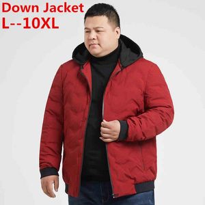 Men's Down Plus Big 10XL 8XL 6XL 9XL Brand Thicken Winter Hooded Jacket Men Light For Hoodies Parka Coat Male