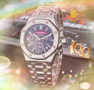 6 개의 바늘 스테인리스 스틸 시계 42mm 서브 다이얼 작업 패션 남성 시계 고품질 스포츠 japen vk quartz 크로노 그래프 도매 남자 선물 손목 시계