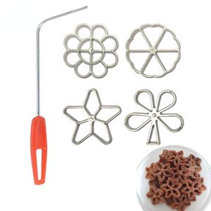 Pişirme Kalıpları 5 PCS Dökme Gül Çiçek Demir Kalıp Seti Kelebek Çiçek Döküm Kalıp Timbale Kalıp Pişirme Hamuryası Araçları Kurabiye Maker 230421