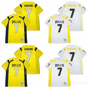 High School Football Bullis Bulldog Maglie 7 Dwayne Haskins Uniform All Stitched Team Colore giallo Bianco Traspirante Puro cotone cucito sul pullover Moive College