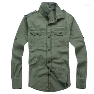 Camicie casual da uomo Uomo militare manica lunga multi-tasca Army S camicia maschile cotone 2023 moda utensili allentato Plus Size