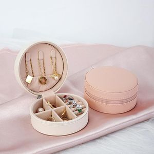 Cosmetic Bags Jewelry Organizer Display Travel Case Boxes Portable Zipper Necklace Box Leather Storage Earring Ring Holder