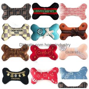 Dog Toys Tuggar Designer Dog Toys Fashion Hound Collection Unique Squeaky Plush Bone Passion för tillbehör Valpar Small Dogs Party DHQ1O