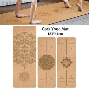 Yogamattor Jusenda-Yoga Mat x 61 cm Natural Cork Non-Slip Fitness 5mm sportövning Yoga Training Slimming 72x24 tum