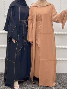 Etnik Giyim Müslüman Setler Moda Kadınlar 3 Parça Abaya Eşarp Dubai İslam Türkiye Bangladeş Mütevazı Elbise Kaftanlar Robe
