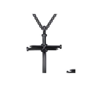 Pendant Necklaces Pendant Necklaces Mens Jewelry Stainless Steel Nail And Rope Cross Necklace Drop Delivery Pendants Jewelry Necklaces Dhe1Z