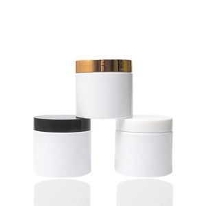 200ml White Cosmetic Jars with Gold Lids Plastic Refillable Containers for Cream Body Butters Sugar Scrub Medicine Bvkdl