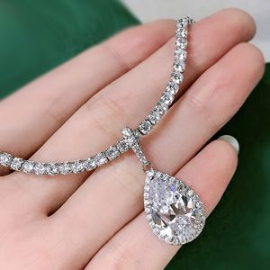 Trendy Water Drop Diamond Pendant 100% Real 925 Sterling Silver Party Wedding Pendants Halsband för kvinnor brudlöfte smycken179.90