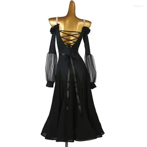 Stage Wear Modern Art Exam Beautiful Back National Standard Dance Competition Social Big Swing Dress Black