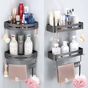 Bathroom Shelves Bathroom Shelf With Sticker Drain Shelves Organizer Black Shower Shampoo Storage Rack Holder Corner Towel Shelf Bath Organizer 230422