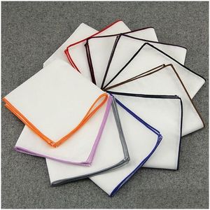 Handkerchief Pocket Squares Handkerchiefs Mens White Cotton 23X23Cm Suits Gentlemen Suit Accessories Square Handkerchief Drop Delivery Dhxto