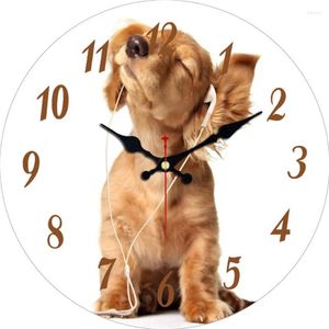 Wall Clocks Vintage Lisen Music Dog Clock Home Kitchen Beauty Horloge Decorative Clock/desk Wandklok