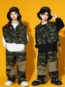 Stage Wear 2023 Children Hip Hop Dance Costume Loose Sweater Camouflage Suit Girls Boys Vest Performance Clothes Modern Kpop Outfit BL9723