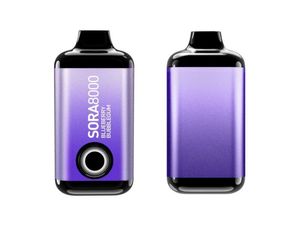 Высококачественные ароматизаторы ручек для кальяна SORA vape puffs 8000 больших затяжек 8k одноразовая вейп-ручка elfbc потрясающий вкус вкуса дисплей батареи капсула для электронных сигарет vaper vapes