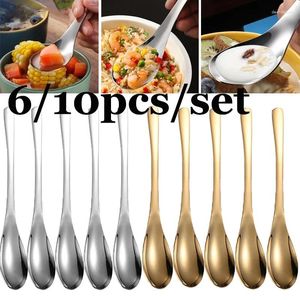 Spoons 6/10pcs Soup Spoon Thickened Coffee 304 Stainless Steel Mirror Polished Flatware For Rice Dessert Kitchen Tableware Set