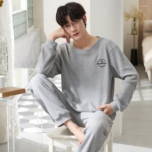 Mäns sömnkläder höstfjäder stickad bomullstecknad mäns pyjamas pyjamas set casual manlig pijamas natt hemkläder 3xl dropship